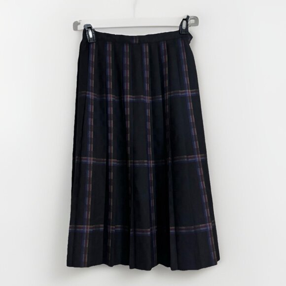 J. Davis Ltd. Vtg Plaid Pleated Midi Skirt Pockets Side Closure Sz 8 Acedemia - Picture 2 of 7